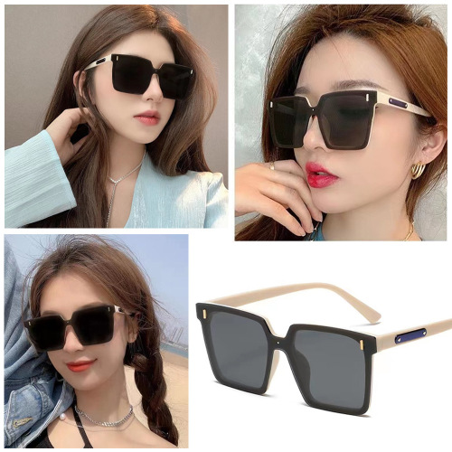 2024 New Metal Vertical Nail One Piece Large Frame Sunglasses GM Anti-UV Internet Celebrity Same Style Sunglasses