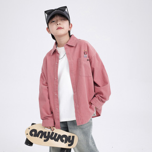 Boys' Autum Clothing Korean Style Corduroy Shirt Jacket 2025 New Kidsren's Shirt Autum Cool and Handsome Loose Top