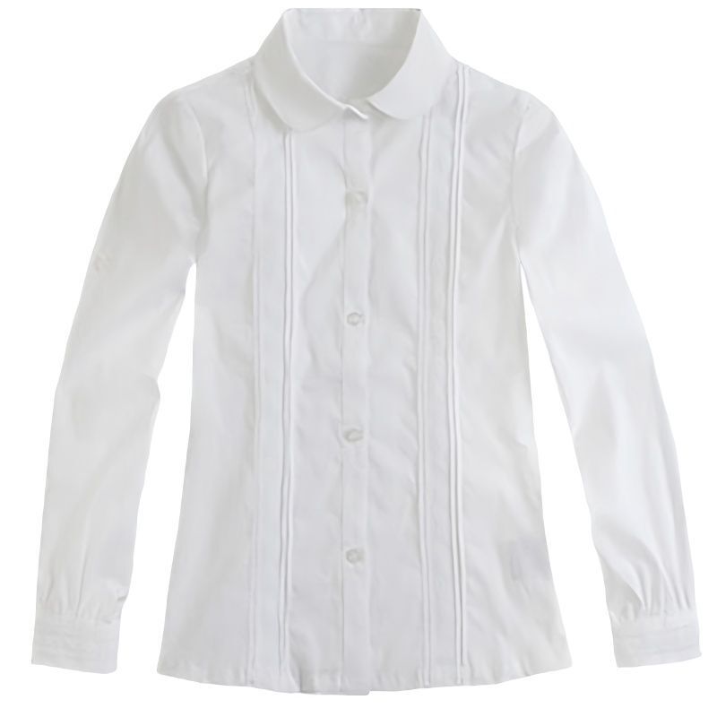 Eton Gide Girls White Cotton Long-sleeved Shirt Student Small Round Neck Lace British Shirt Spring & Fall 09c