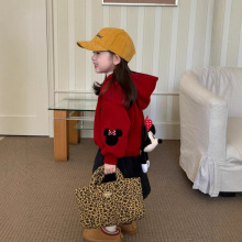 女童卫衣25秋冬季新款加绒加厚米妮可爱卡通连帽衫女宝宝百搭上衣