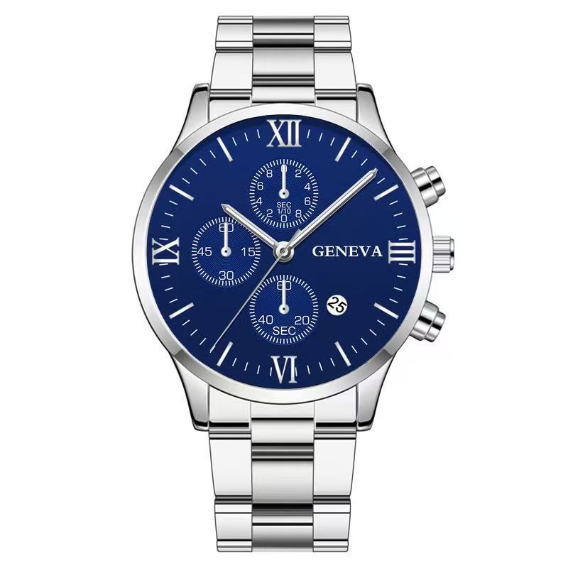 Placa azul aguja plateada cinturón plateado (versión de horquilla plana)