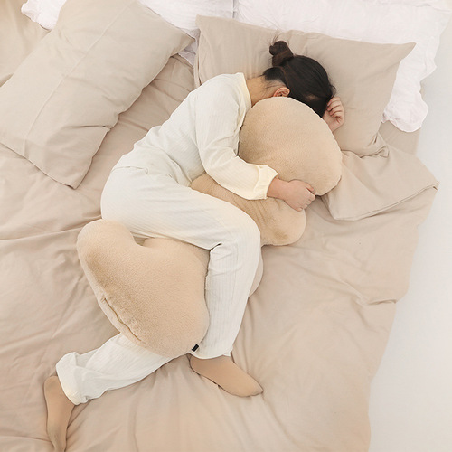 ins style big wave pillowcase simple pure color super soft plush personality girl sleeping leg clamp bed long strip back cushion 