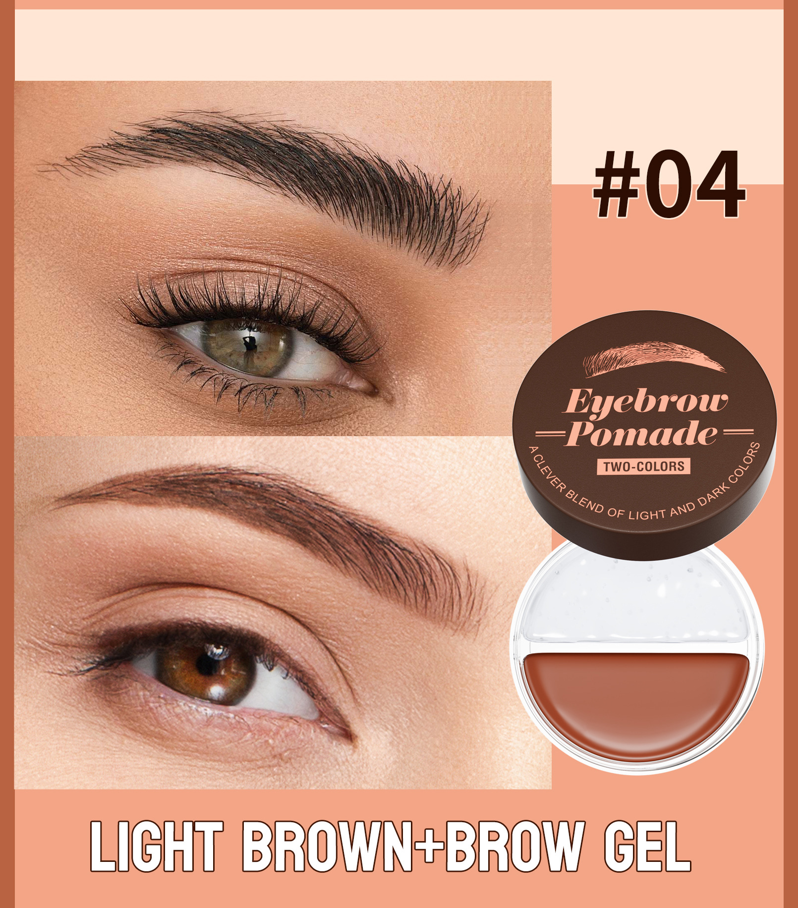 Hellokiss Two-Color Eyebrow Cream 2-in-1 Natural Long-lasting and color-enhancing Eyebrow Shaping Cream Wild Eyebrow Brow Pomade undefined