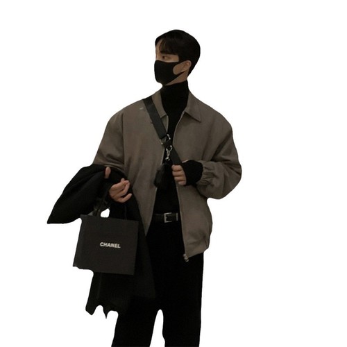 Leather-look faux fur Korean-style autumn/winter men's cool handsome streetwear jacket, winter high-end style fashion clothing