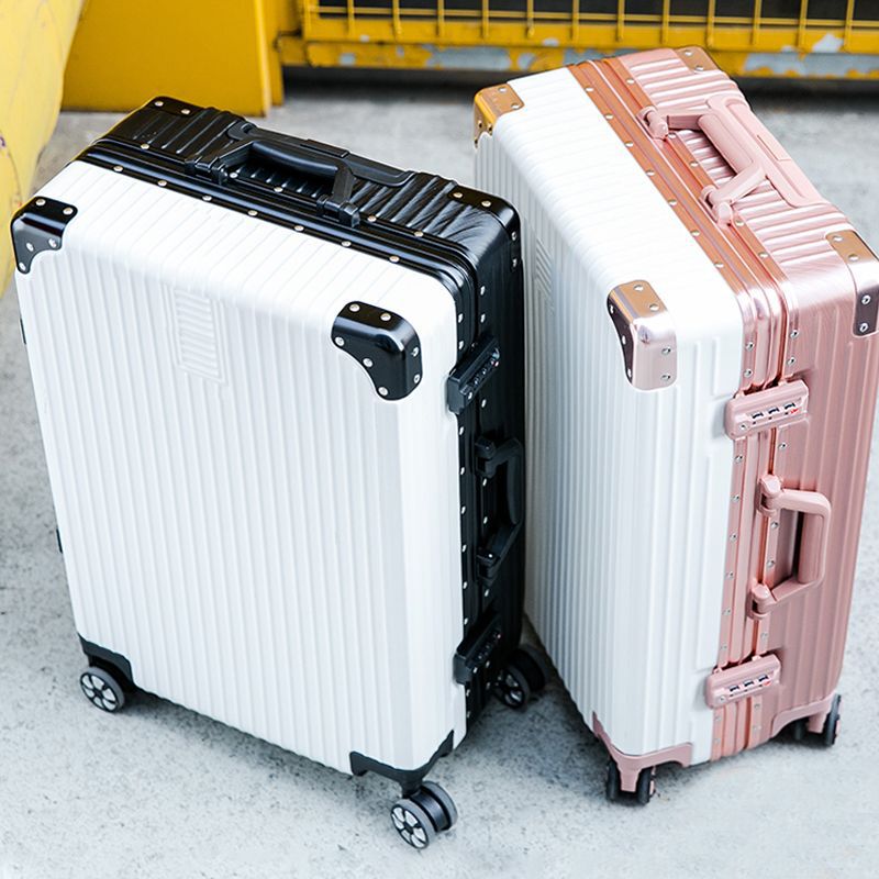 Hard Suitcase Student Suitcase 20 Suitcase Aluminum Frame Boarding Suitcase Inch Leather Suitcase Men and Women Password Universal Wheel Trolley Case