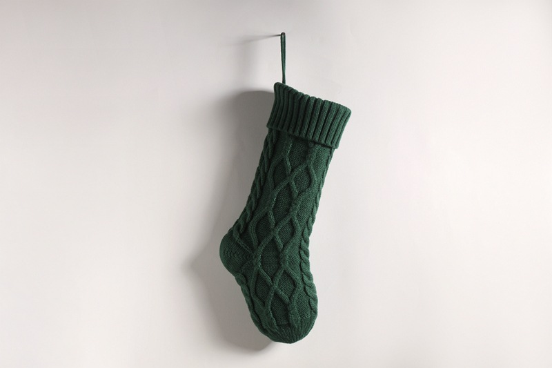 Forniture per ciondoli decorativi in filato da regalo fai da te lavorate a maglia, grande sacchetto per caramelle, doppio set di calzini di Natale a forma di diamante_voghion.com