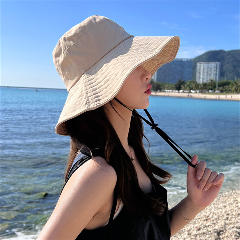 작은 어부 모자를 보여주는 한국식 여름 통기성 얼굴 여자의 유행 모든 경기 태양 보호 얼굴 차양 모자 캐주얼 태양 모자