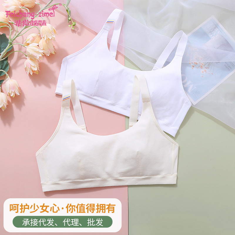 엄선된 여학생용 탄력있는 노와이어 브라, 고등학생용 스포츠 얇은 속옷, 통기성 메쉬 소재의 편안한 조끼형 브라