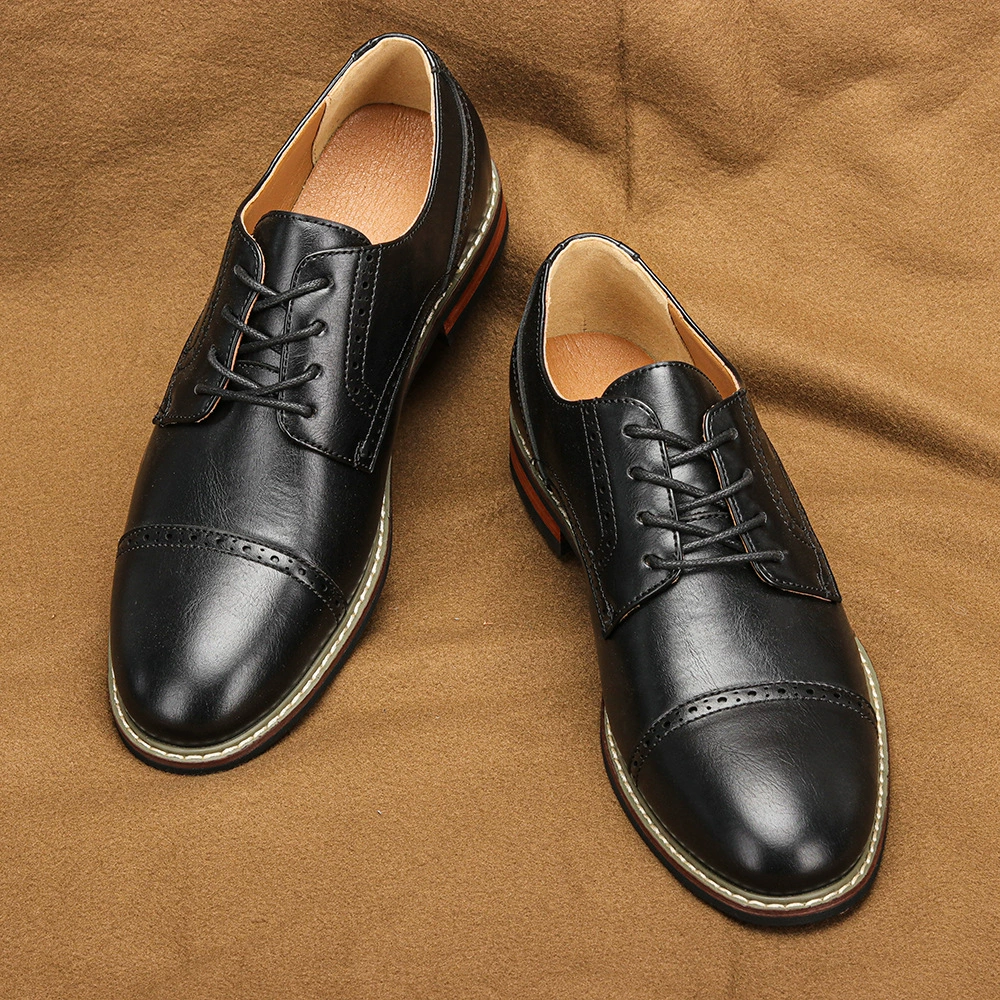 Новые мужские деловые кожаные туфли, низкие, нескользящие, повседневные дерби, кожаные туфли для внешней торговли