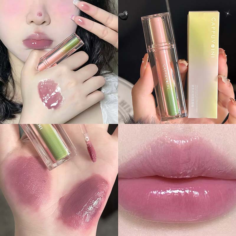 Cappuvini esmalte de labios de espejo, esmalte de labios hidratante, agua, miel de labios, gelatina de labios, gloss labial