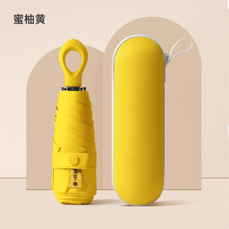 Paraguas Ultraligero Plegable Tipo Cápsula, 5X Protección Solar UV, 8 Varillas, para Sol y Lluvia, para Publicidad.