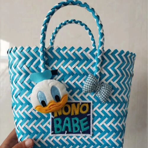 DIY Handmade Woven Bag, Children's Woven Vegetable Basket, Rainbow Woven Bag, Baby Gift Bag