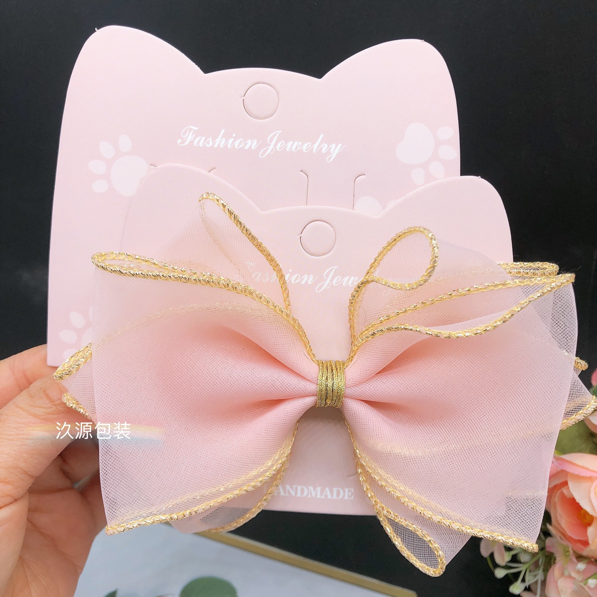 12x10cm发饰卡纸 儿童发夹大蝴蝶结卡纸饰品卡片发卡头花包装纸卡