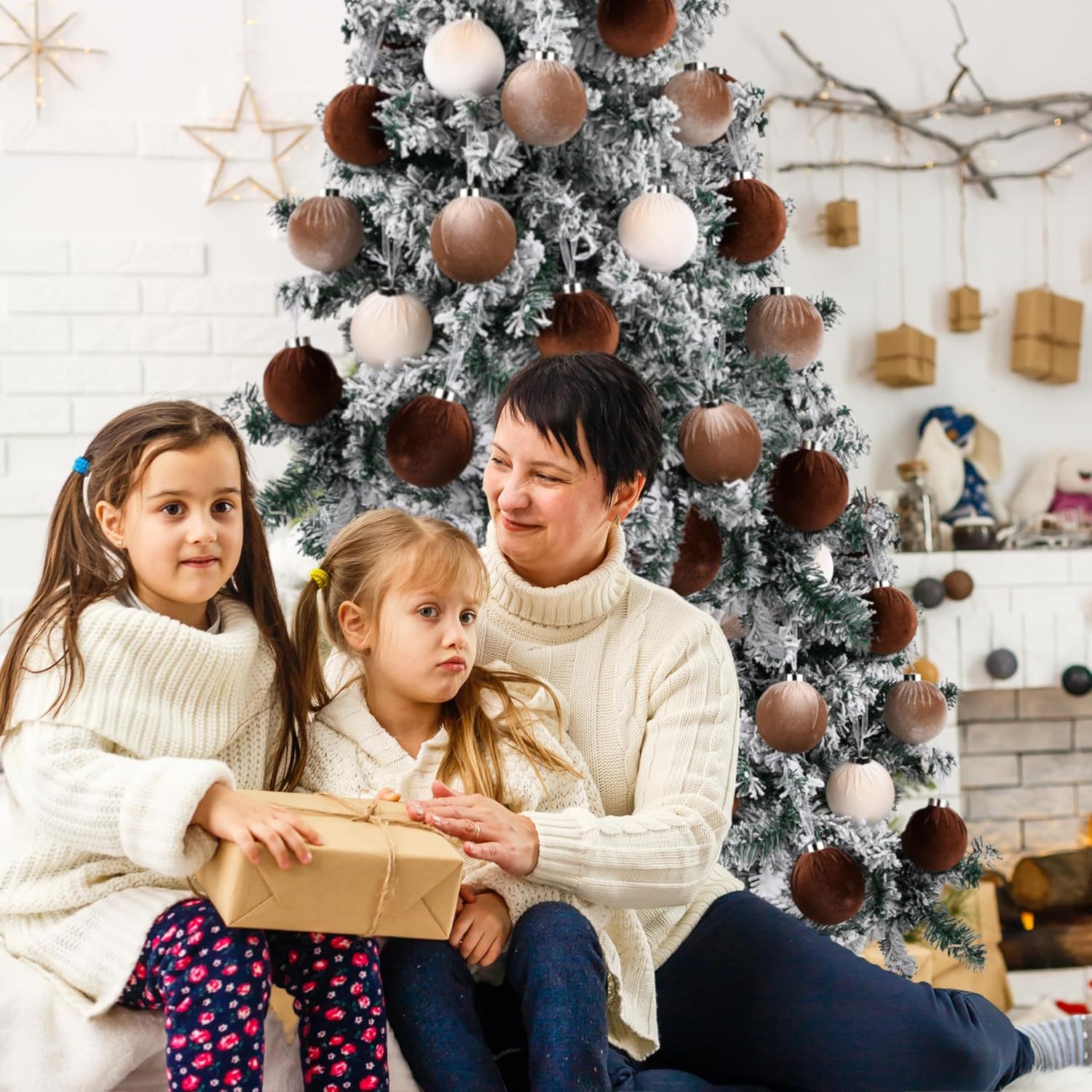 Amazon explosión 8cm / 15PCS bola de tela decoración de Navidad decoración de Navidad colgante al por mayor