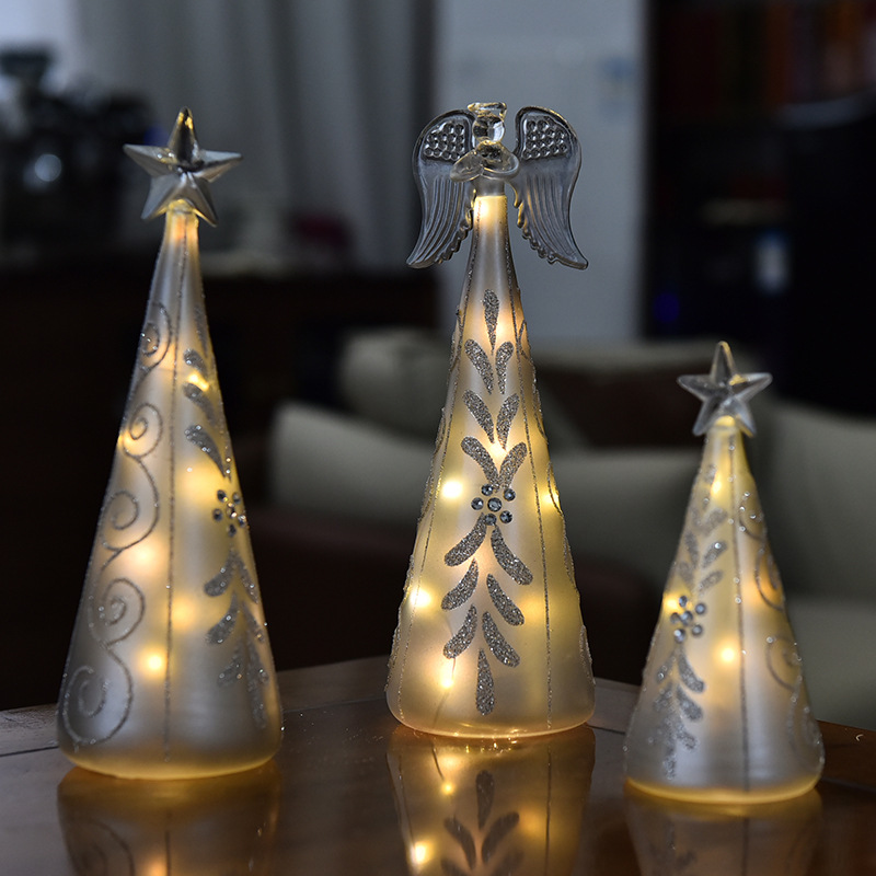 Fábrica al por mayor árbol de Navidad lámpara de cristal decorativa LED luminosa decoración de escritorio decoración de Navidad luz de la noche