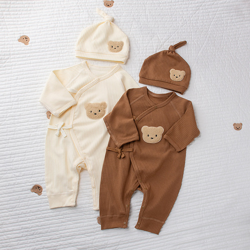 Newborn Bodysuit without Bone Pits, Striped Clothes for Babies, Autumn Outfits for Boys and Girls, Hairy Tops, Underwear and Sleeping Clothes