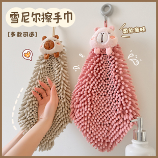 Hanging Chenille Hand Towel Kitchen Thickeneded Water-Absorbent Quick-Drying Bathroom Cartoon High-Value Hand Towel