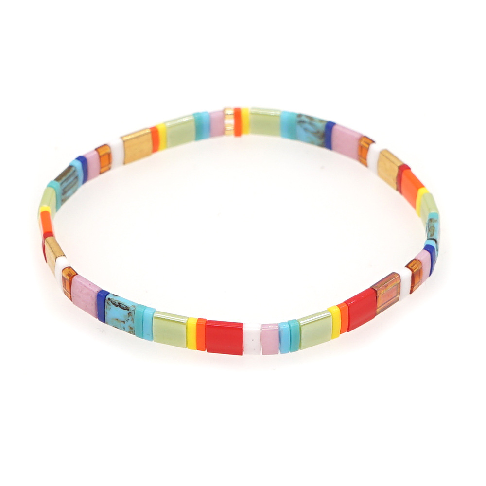 Ins Bohemian Rainbow Special-interest Design Tila Bead Handmade Beaded Personality All-match Twin Small Bracelet display picture 1