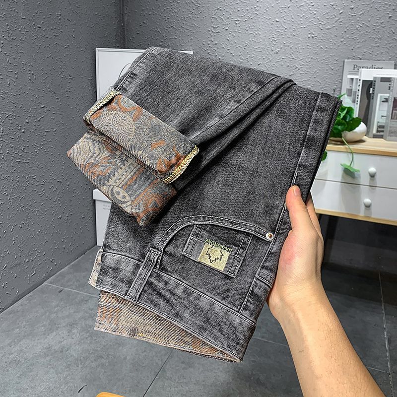 Jean droit et ample pour hommes, pantalon Long, tendance, haut de gamme, élastique, décontracté, nouvelle collection automne_voghion.com