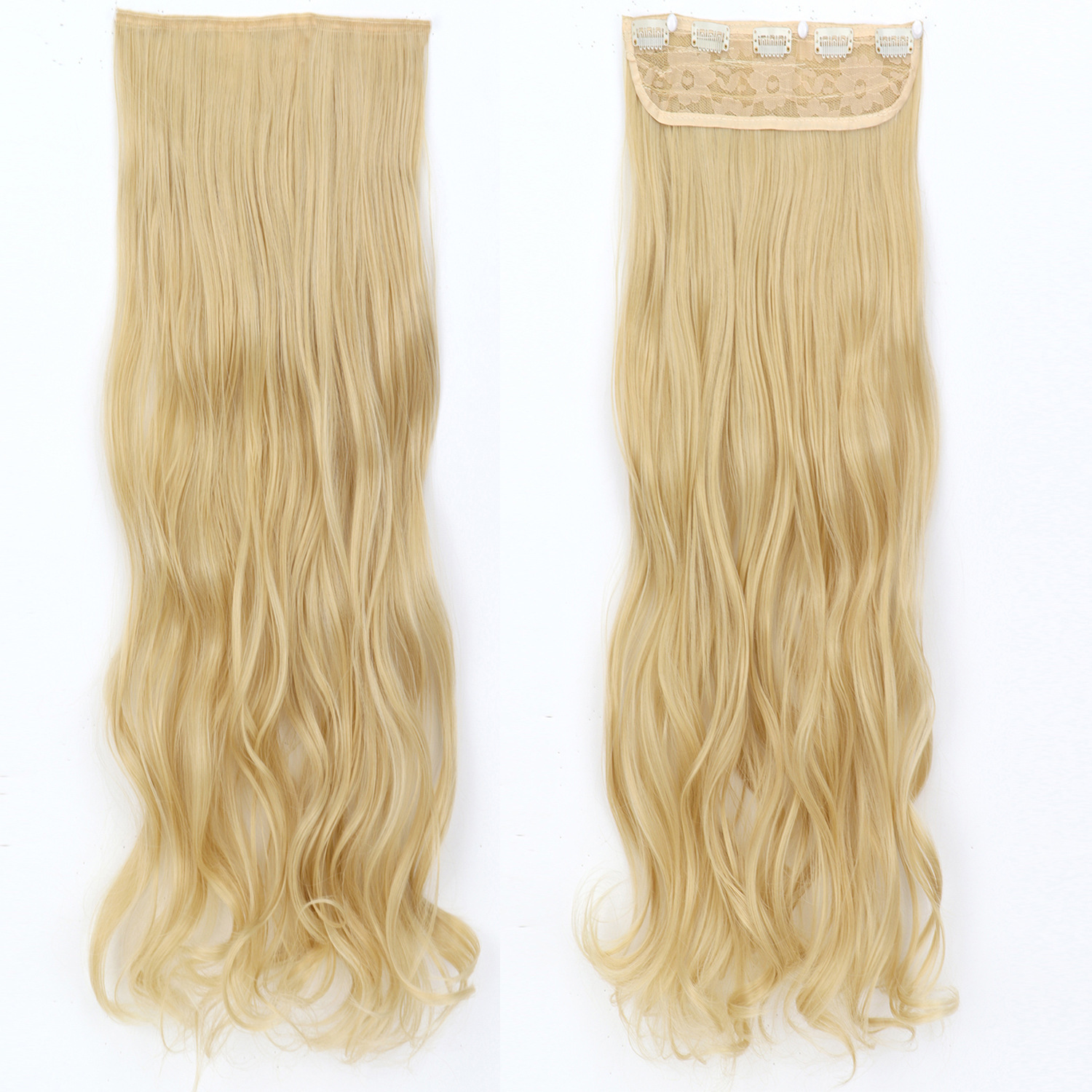 80 cm de extensión de pelo de peluca cinco tarjetas de una pieza de cabello de fibra química de cabello de alta temperatura cabello de cabello largo rizado