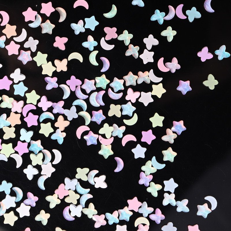 迷你摩卡弯月亮歪心蝴蝶美甲钻2023五角星摩卡美甲饰品DIY手机壳