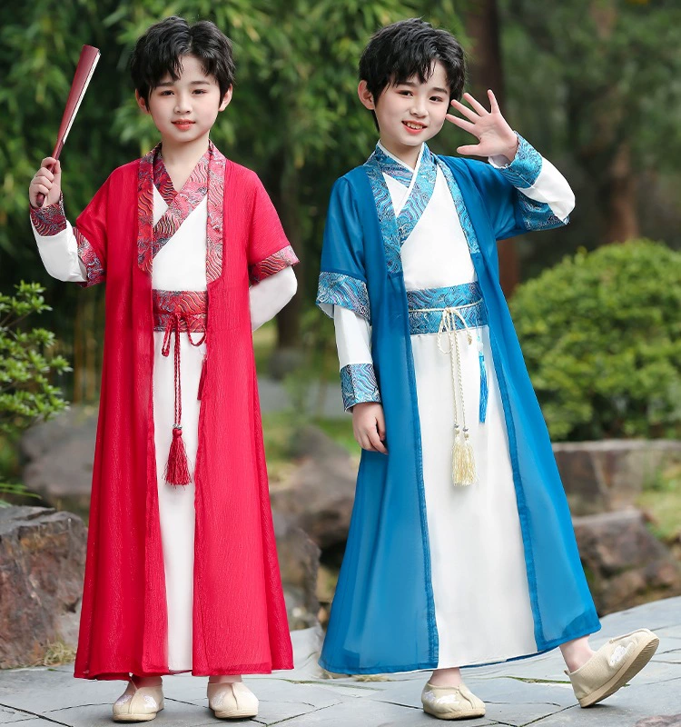 Весенне-осенний костюм Hanfu для мальчиков Детский костюм Тан Антикварный костюм Чайлда для юного мастера Костюм Guoxue для мальчиков в китайском стиле