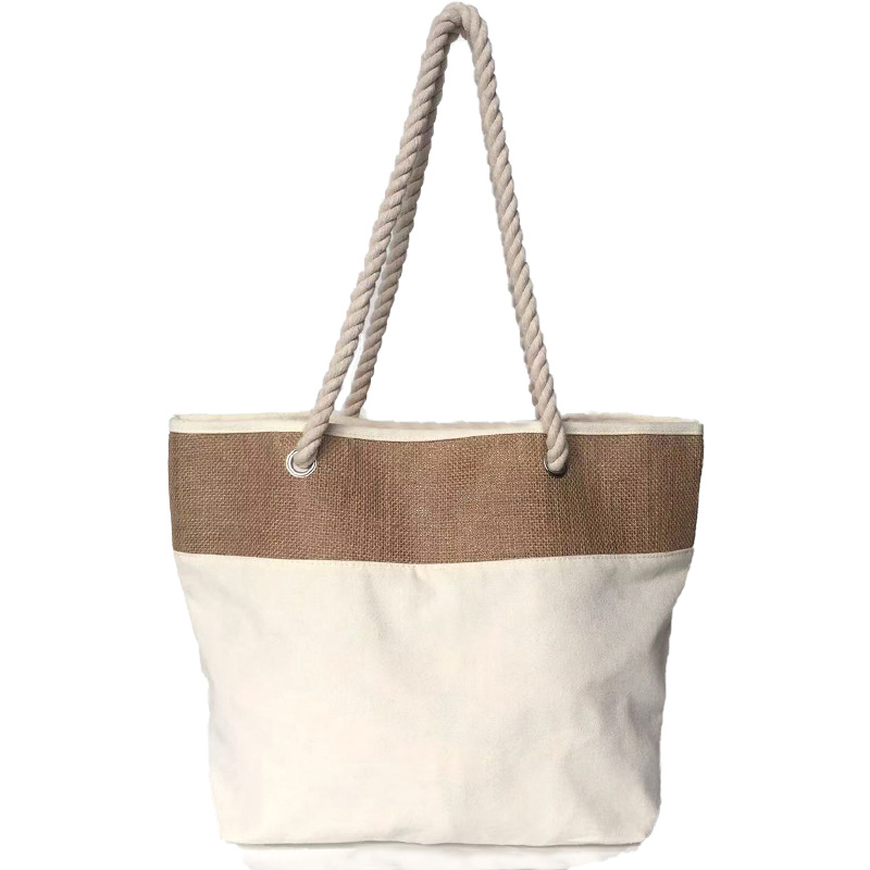 Comercio exterior impresa LOGO tela de mano algodón estilo de empalme tela bolsa de compras nueva bolsa de almacenamiento de viento simple