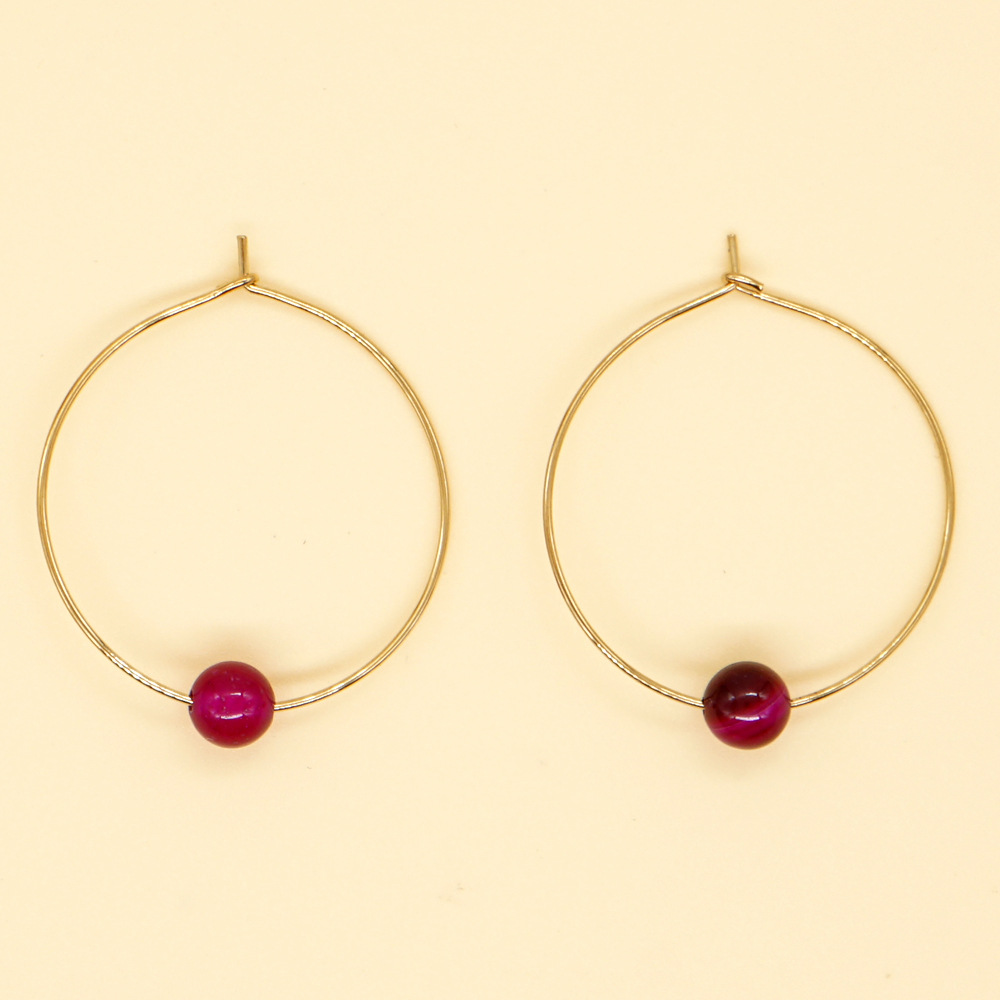 1 Pair Sweet Geometric Alloy Inlay Gem Womenu0027S Hoop Earrings