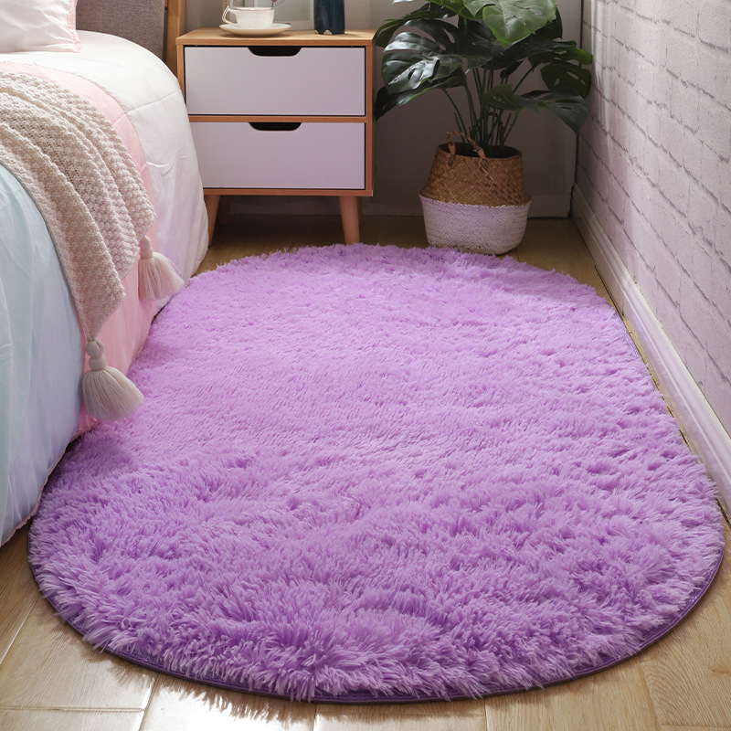 Luz de lujo dormitorio mantas de cama sala de estar oval simple estera de suelo vello largo teñido antideslizante balcón estera de ventana flotante paquete suave image 14