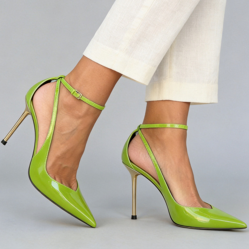 2026 Summer Cross-Border Fashion Pointed-Toe Shoes Size 40-43 Sexy Stiletto Ultra-High Heel Ankle Strap Sandals for Women