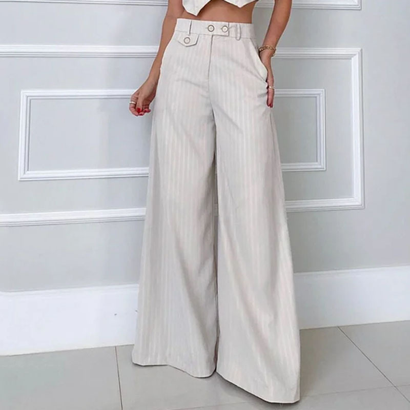 V-Neck Striped Pants Set Image 4