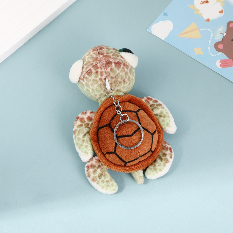 卡通大眼红棕海龟毛绒公仔挂件儿童可爱乌龟玩具钥匙扣书包挂饰品
