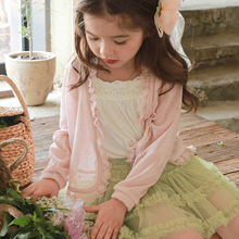 女童薄款开衫夏款2024草莓珊韩国女孩洋气蕾丝边空调衫儿童防晒衫