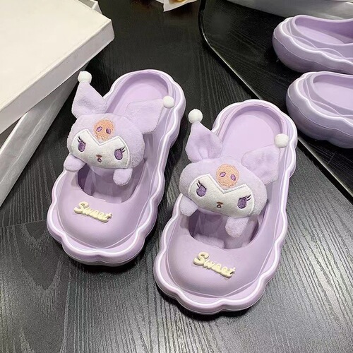 Cartoon Cute Girl Headband Half Slippers Women Summer Outdoor Wear Daily Thick Bottom Peeing Feeling Internet Famous Korean Version Flip Flops 
