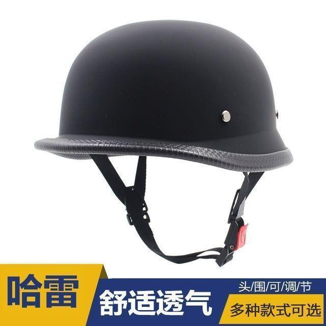 Vintage German Soldier Helmet 3C Certified Motorcycle/Electric Vehicle Half-Helmet with Curved Brim, Simple and Personalized Design for Safe Riding Protection