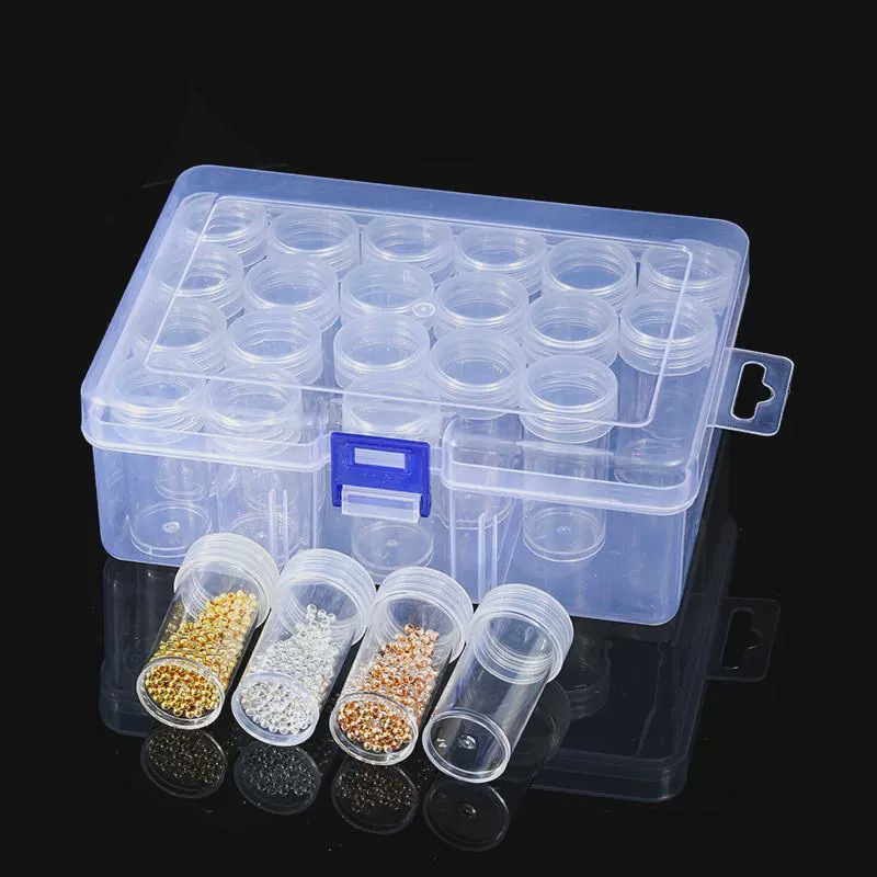 Small rice beads are bottled sterling silver beads ear hook accessories loose beads anti-oxidation storage sealed plastic transparent box