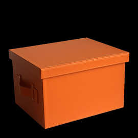 JW家用整理箱储物箱衣帽间收纳盒皮质衣服后备箱大号橙色收纳箱车