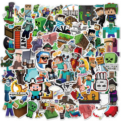 50/100 pieces of Minecraft game stickers for laptop, journal, phone case decoration, water-resistant sticker painting