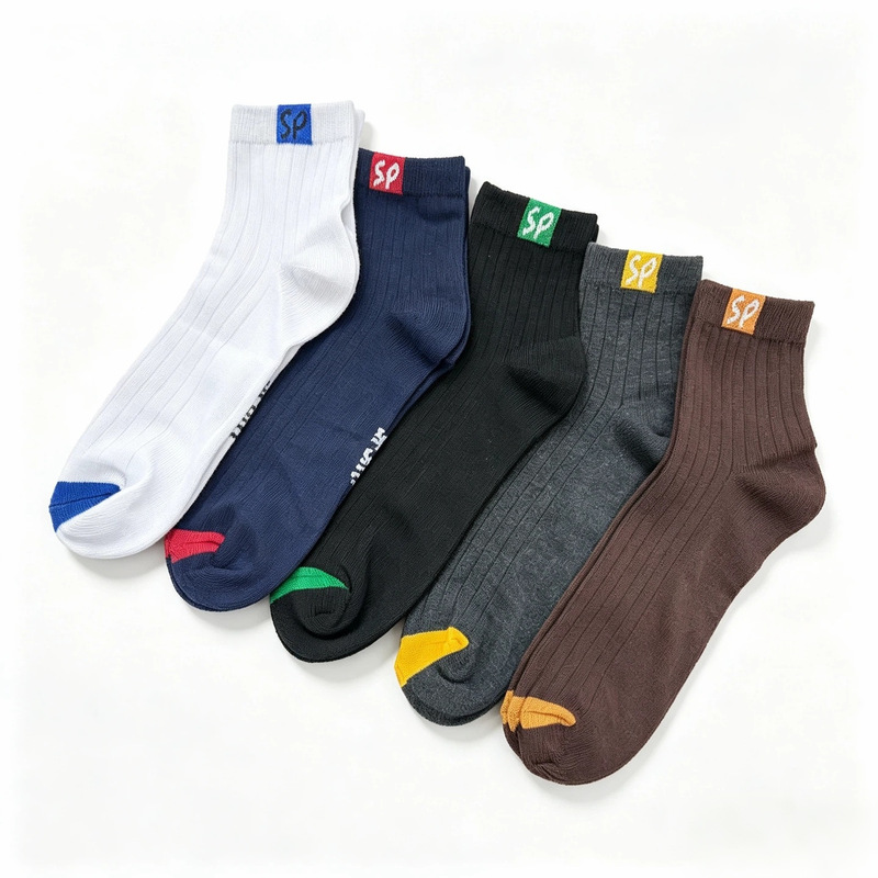 Men's Mid-Calf Color-Blocked Toe Socks, Sp Label Vertical Stripe Texture Breathable Men's Socks, Multi-Color Mix for All Seasons, Cross-Border Men's Mid-Calf Color-Blocked Toe Socks, Sp Label Vertical Stripe Texture Breathable Men's Socks, Multi-Color Mix for All Seasons, Cross-Border