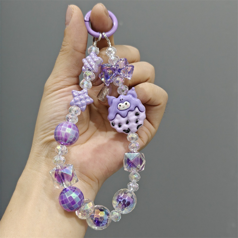 Dibujos animados Sanrio cadena de teléfono móvil bolsa de cuentas creativa cadena colgante muñeca colgante de llave de coche cadena de decoración de corazón de niña