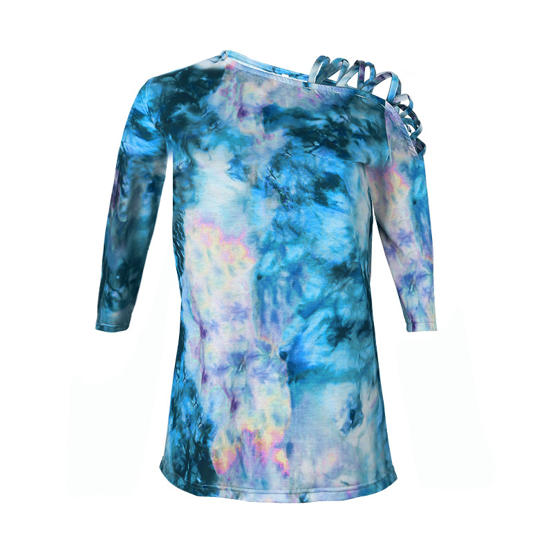 tie-dye printed short-sleeved strapless sexy loose T-shirt NSZH57916