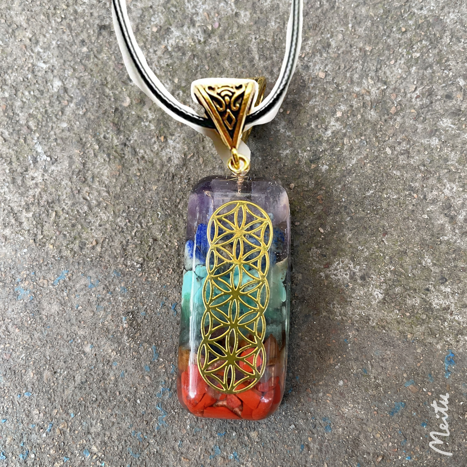 Amazon colorido colgante de cristal de piedra semipreciosa grava collar de cristal collar 1