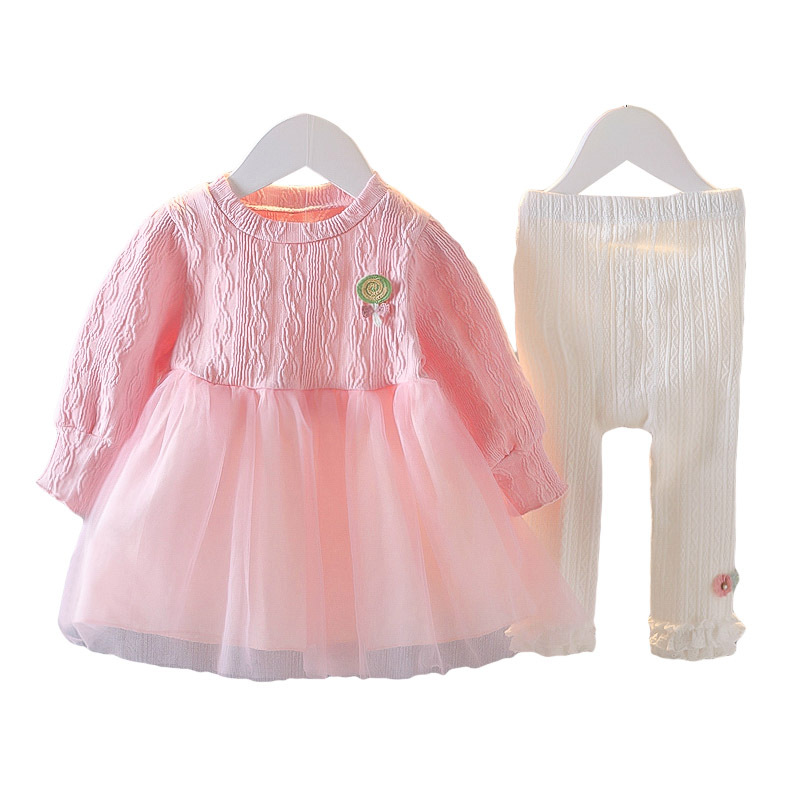 barnkläder Barnkläder Höst flickor skarva långärmade barns tvådelade set_voghion.com