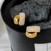 2506208 Pearl Metal Arc Earrings (S925 Silver Needle)