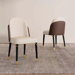 Italian light luxury dining chair posterior modern metal simplicity leather back home desk and chair makeup negotiated net red chair