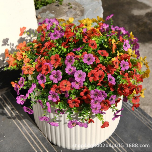 Cross-Border Amazon 7-Prong Eucalyptus Violet Artificial Artificial Flower Home Outdoor Courtyard Decoration Bouquet