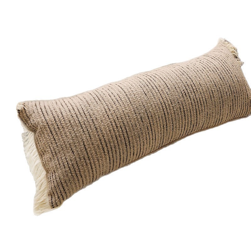 Cojín de cama larga marroquí, almohada lumbar, sofá de sala de estar estilo retro Maillard, funda de almohada con flecos largos, con núcleo image 6