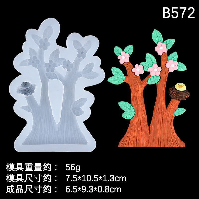 Molde de silicona con forma de árbol Molde de pastel de chocolate con fondant de flor de durazno Molde de horneado decorativo