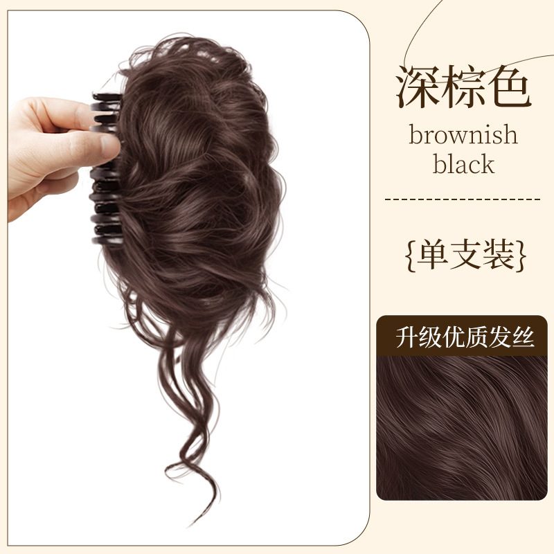 丸子ヘアウィッグ、ヘアゴム、龍ひげウィッグ、人毛風ヘアピース、お団子ヘア、ヘアクリップ、古風|undefined