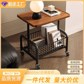 中古风沙发边几客厅移动茶几餐边复古简易推车家用卧室床头置物架
